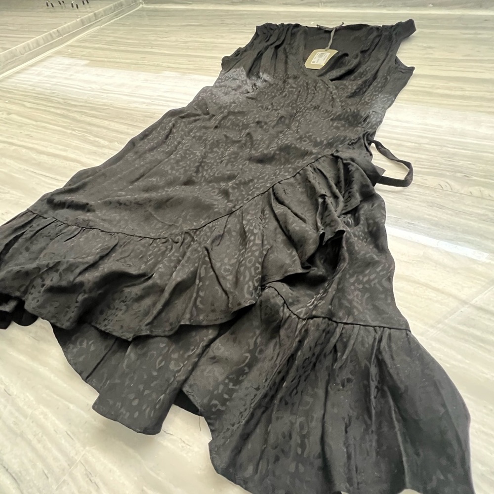 New with Tags All Saints black leopard print wrap dress S